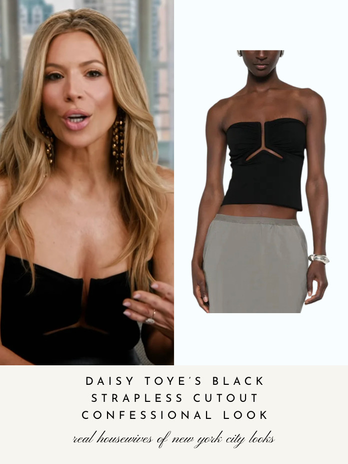 Daisy Toye's Black Strapless Cutout Confessional Look 

 
