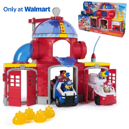 PAW Patrol Fire Rescue Command Center with Marshall Figure & Fire Truck. Includes Bonus Chase Figure & Police Cruiser | Walmart (US)