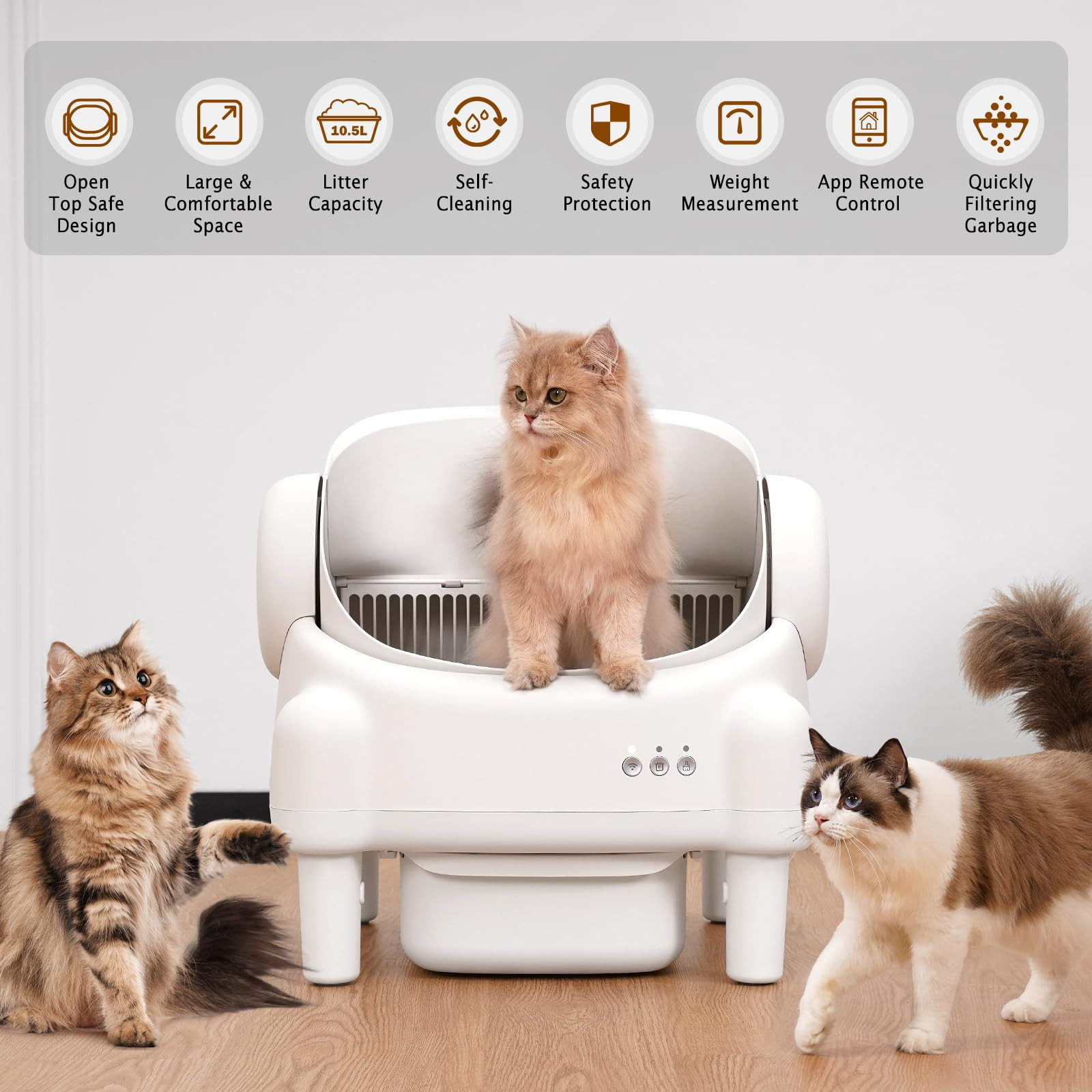 Self Cleaning Litter Box,Open Top Automatic Litter Box with App Control for Multiple Cats, Safety... | Amazon (US)