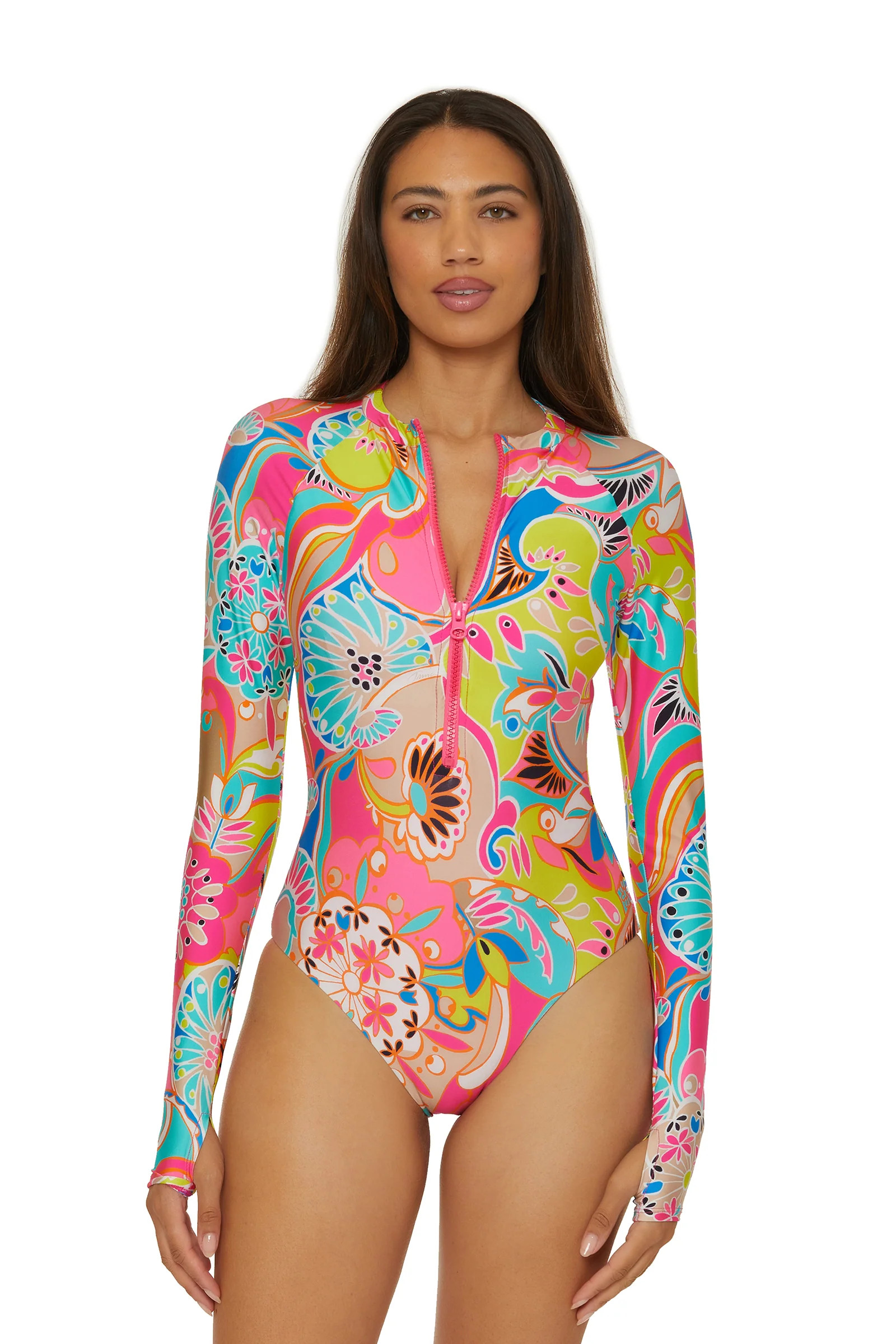 Long-Sleeve Zip-Up Paddlesuit - Venus | Trina Turk