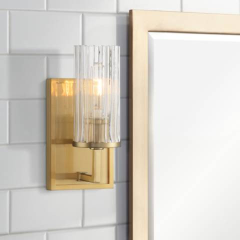 Possini Euro Reina 11 1/2" High Warm Antique Brass Wall Sconce | Lamps Plus