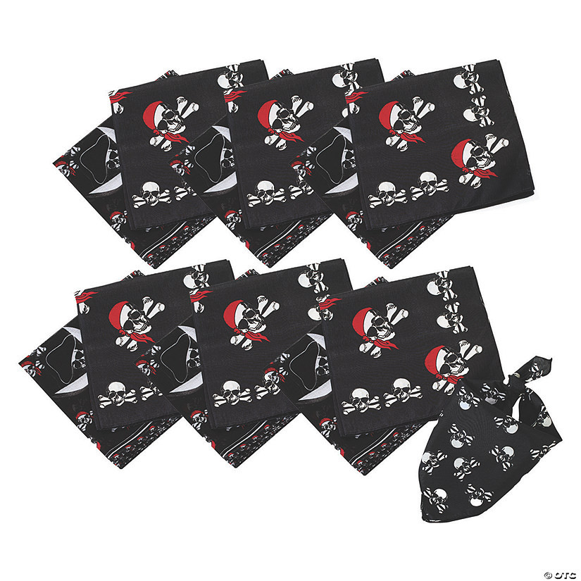 20" Pirate Classic Skull & Crossbones Polyester Bandanas - 12 Pc. | Oriental Trading Company