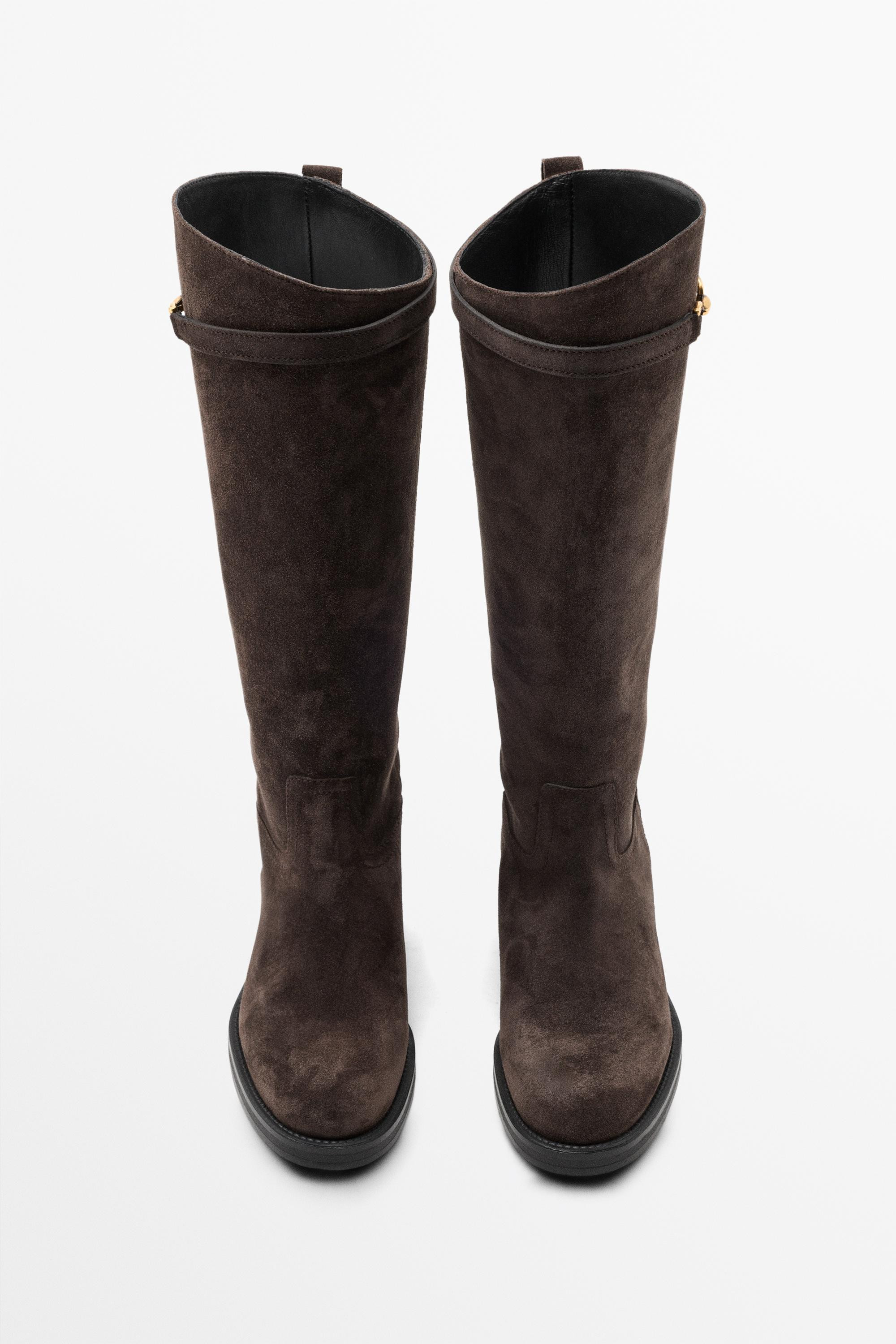 Botte \u00e9questre en cro\u00fbte de cuir | Massimo Dutti FR