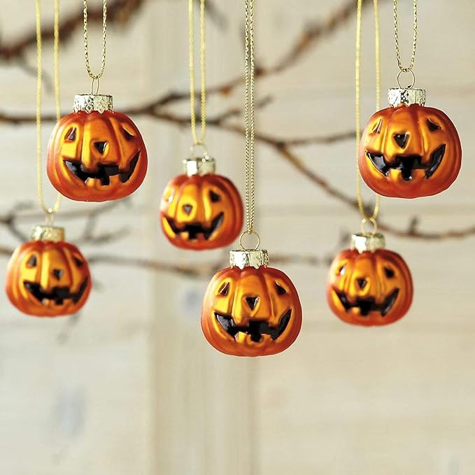 Lillian Vernon Glass Jack-o'-Lantern Halloween Ornaments - Set of 6, Holiday Home Décor | Amazon (US)