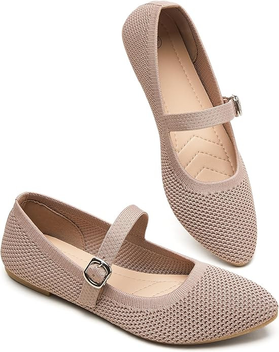 BABUDOG Mesh Ballet Flats for Women,Women's Mary Jane Flats with Buckle Strap,Black Nude Foldable... | Amazon (US)