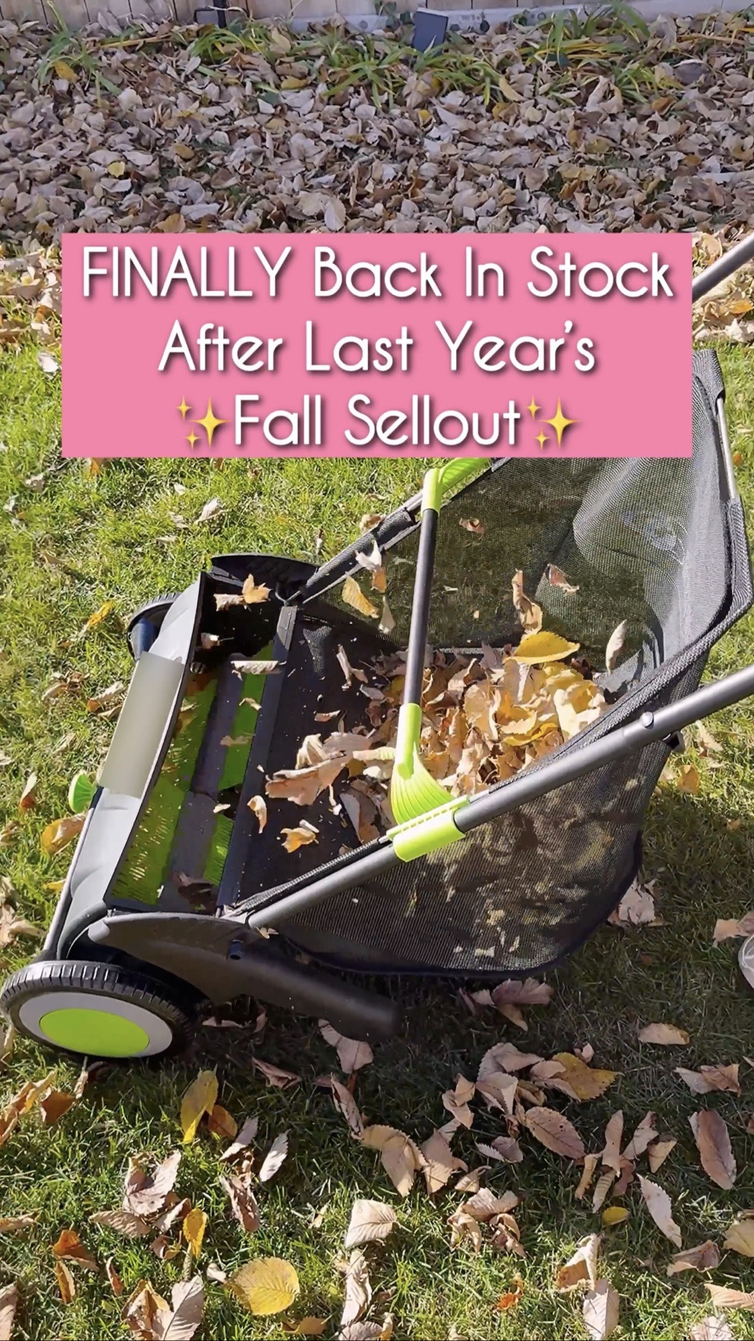 Back in stock after last year’s fall sellout. This leaf vacuum scoops leaves up in minutes — no rakes, no back‑breaking work. A clean yard and a leaf pile your kids will sprint toward.
#LTKfinds #amazonfinds #fallcleanup #yardworkhack #backinstock

#LTKHome #LTKHome #LTKSeasonal #LTKSaleAlert