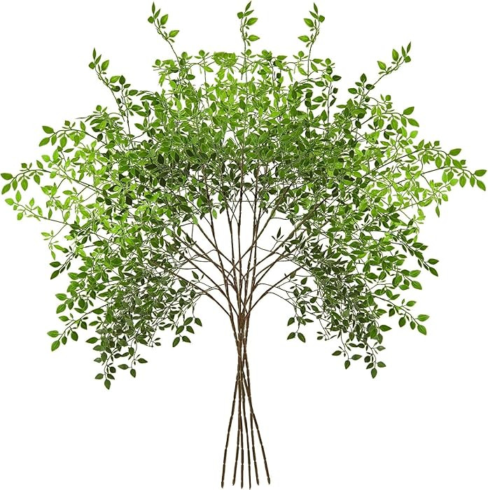 6PCS Artificial Nandina Stems for Vase, Faux Green Spring Plant Branches, Fake Floral Eucalyptus ... | Amazon (US)
