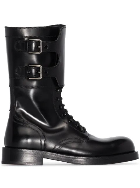 polished leather military boots | Farfetch (UK)