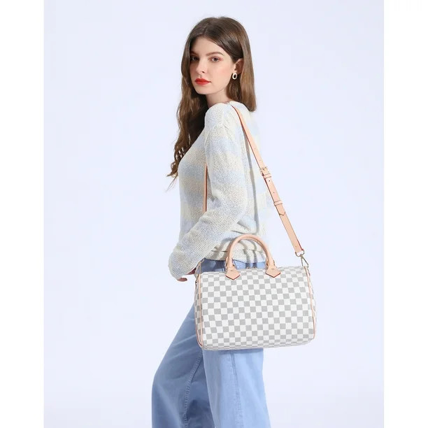 TWENTY FOUR Checkered Tote Bags Shoulder Bag Women Fashion Purses Leather Satchel Handbags With A... | Walmart (US)
