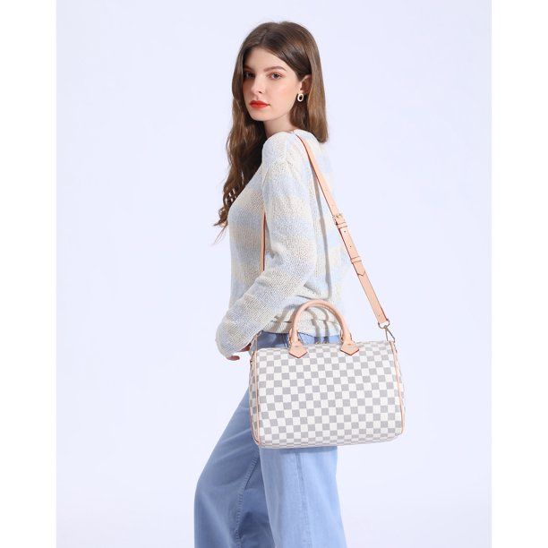 TWENTY FOUR Checkered Tote Bags Shoulder Bag Women Fashion Purses Leather Satchel Handbags With A... | Walmart (US)