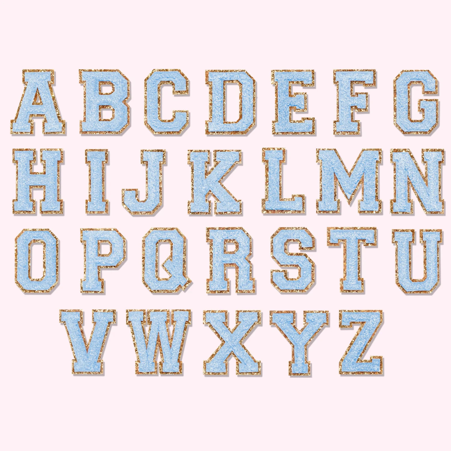 Periwinkle Glitter Varsity Letter Patches | Stoney Clover Lane | Stoney Clover Lane