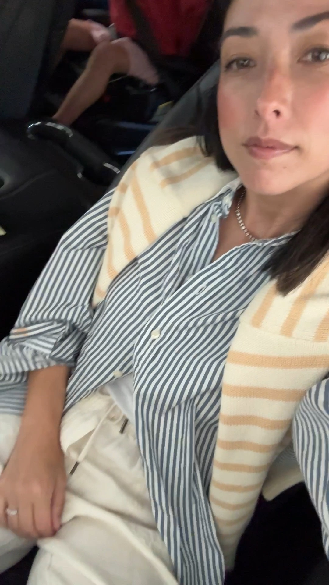 Easy summer outfit headed to the grocery store. Easy mom outfit. Shirt is old GapxDoen but Gap has a similar option right now. These are the best linen pants from Splendid. Crop but fit full length on petites. 

GapxDoen shirt xs
Splendid Angie crop pants xs
Minnow sweater medium. Runs small
Everlane leather flip flops 5
Mansur Gavriel tote 
Dorsey James necklace 15”
Blue Nile earrings. 

#LTKPetite #LTKStyleTip #LTKItBag