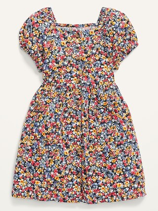 Floral-Print Puff-Sleeve Button-Front Dress for Toddler Girls | Old Navy (US)
