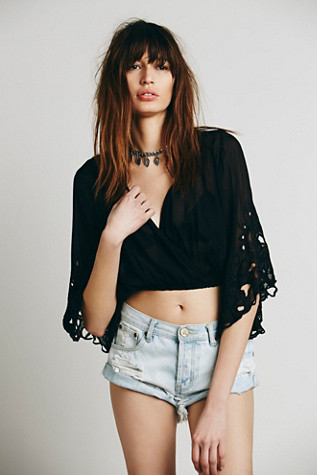 Free People Womens Putu Surplice Bell Sleeve Top | Free People
