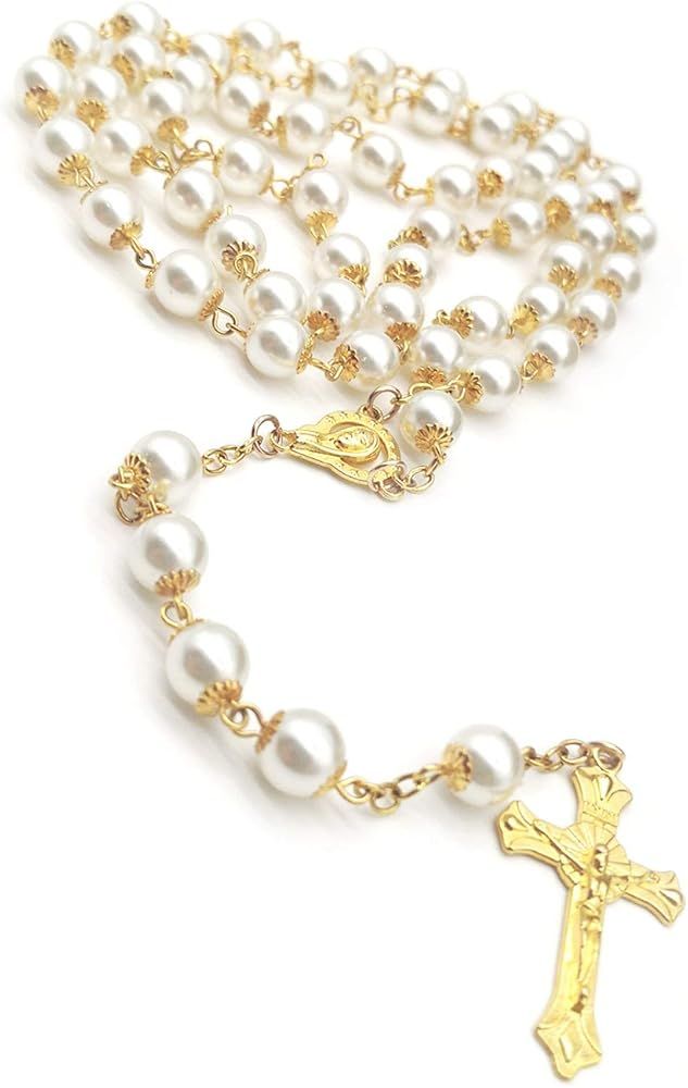 Rosary Beads Catholic for Women Girls, First Holy Communion Rosary Gifts for Girls Catholic, Gold... | Amazon (US)