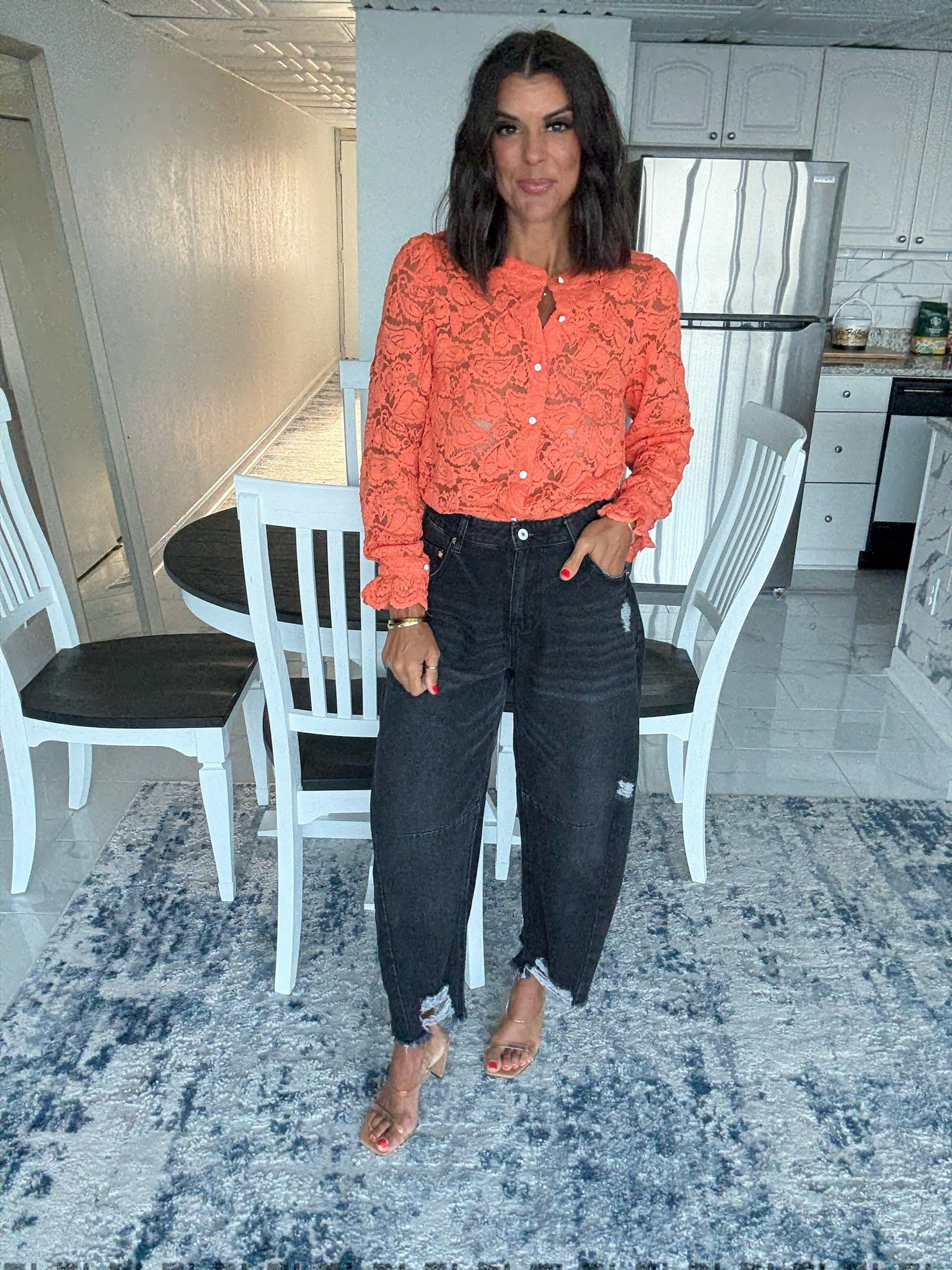 Size small in blouse size 2 in jeans

#LTKdayinmylife #LTKgrwm #LTKmomlife