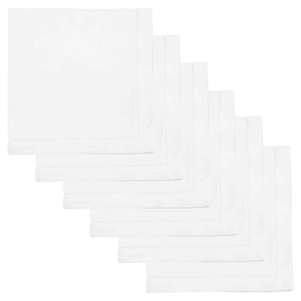 White Hemstitch 100% Cotton Napkins (Set Of 6) | Target