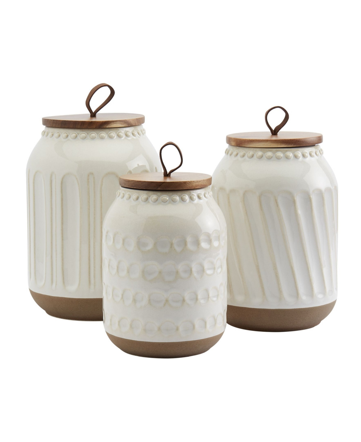 Tabletops Gallery Ziggy Canister, Set of 3 - Ivory | Macy's