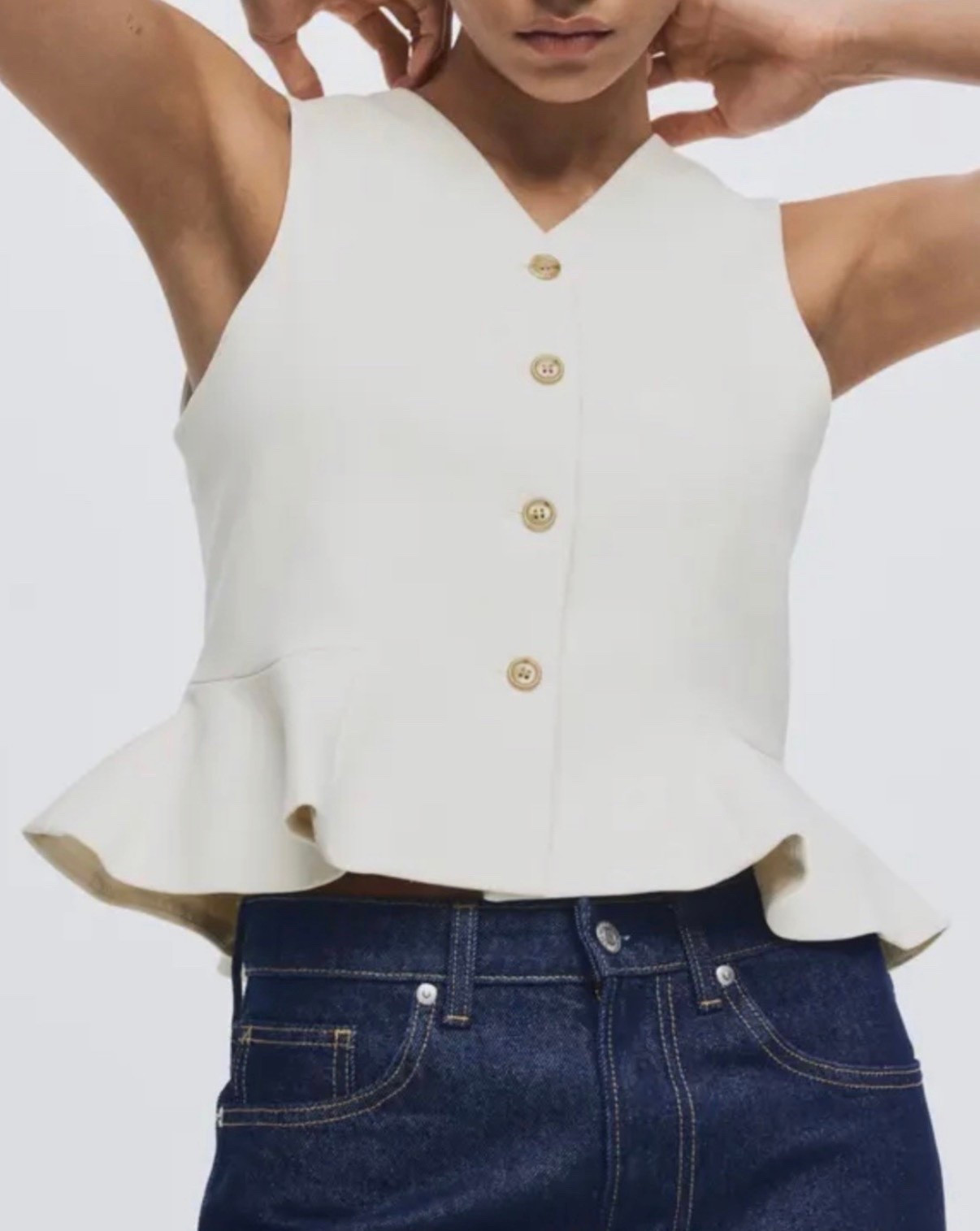 White top
Peplum top
Jeans

#LTKSeasonal #LTKootd #LTKgrwm