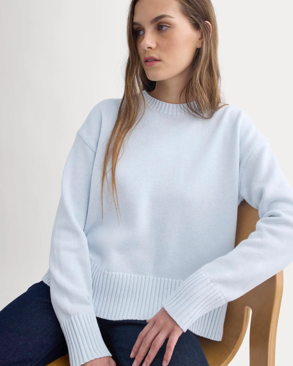 Everlane Boxy Sweater, Everyday Cotton, Skywriting, Size XXL | Everlane