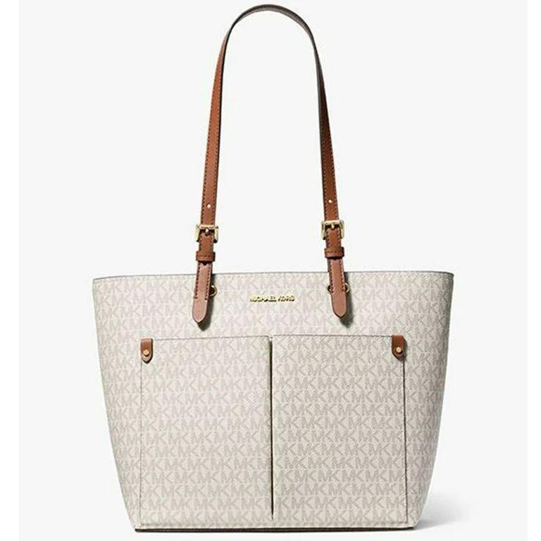 Michael Kors Jet Set Medium Logo Pocket Tote Bag (Vanilla) | Walmart (US)