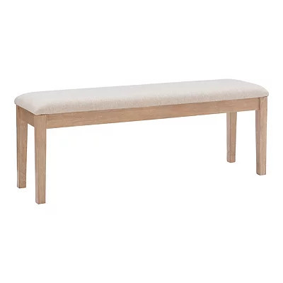 Wood and Upholstered Seat Bench, Tan, 50L x 14W 19H , Wood/Upholstered/Polyester | Kirkland's Home | Kirklands