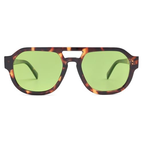 SOJOS Retro Polarized Aviator Sunglasses Womens Vintage Shades Trendy Stylish Sunnies SJ2343 with Tortoise/Green Lens | Amazon (US)