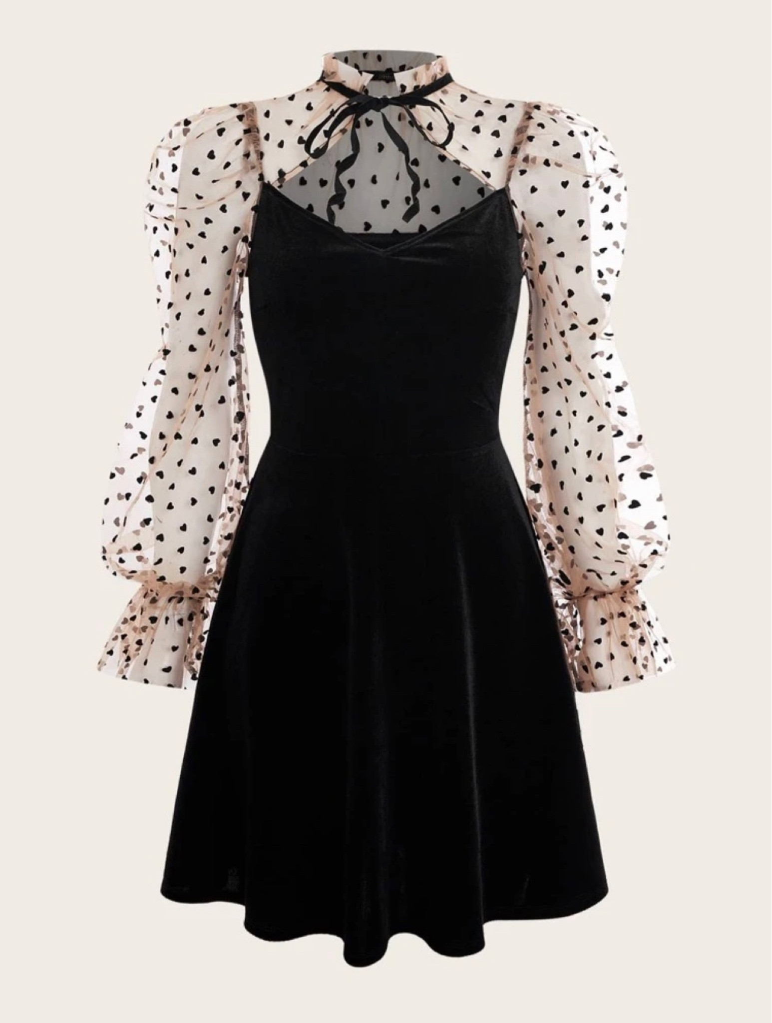 A perfect romantic velvet dress with Swiss dots sheer sleeves details and bow tie 
#dress #weddingguestdress

#LTKHoliday #LTKSeasonal #LTKunder50