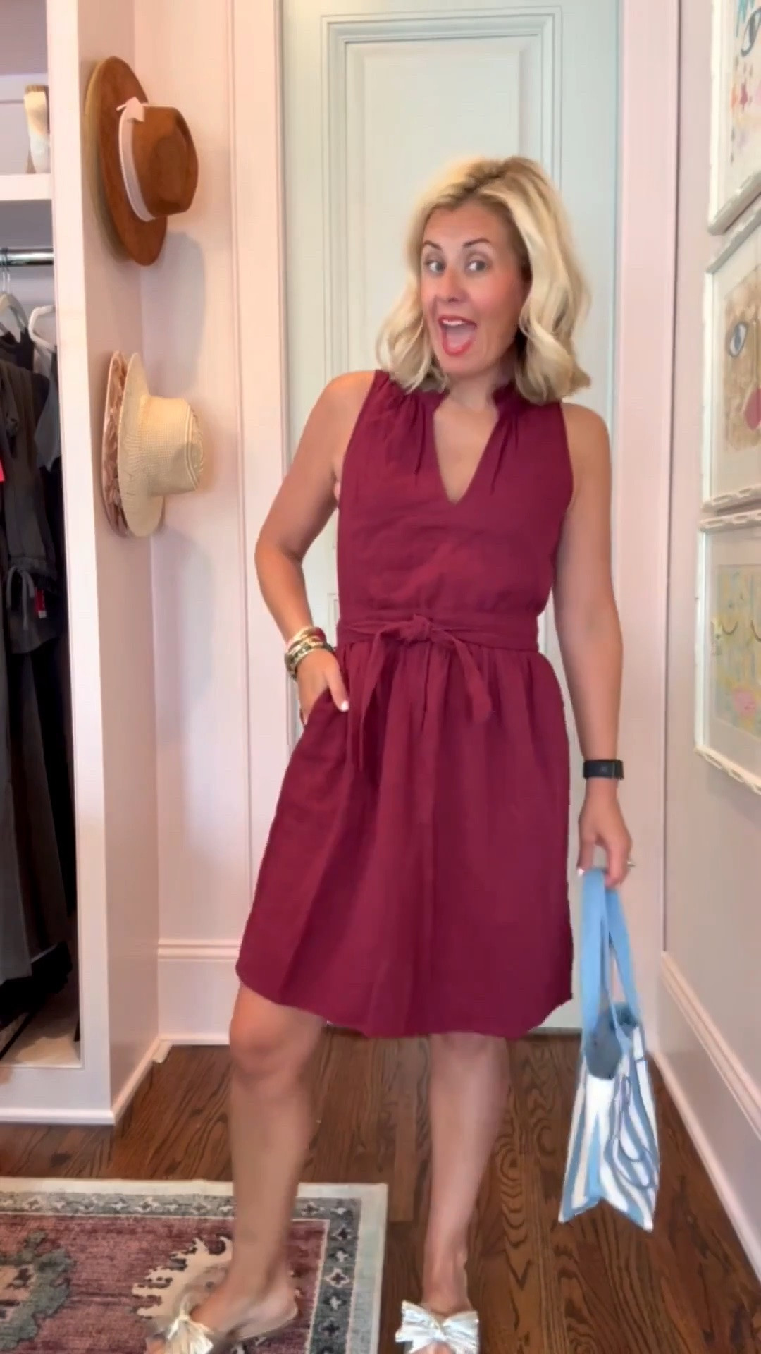 SALE ALERT! This is how you go from summer to fall perfectly! Such a great dress!! I’m in size 2 dress, 8 sandal and small tote. 

Codes:
Boden - HHCX 
Allie + Bess - Catherine20

#LTKdayinmylife #LTKOver40 #LTKSeasonal