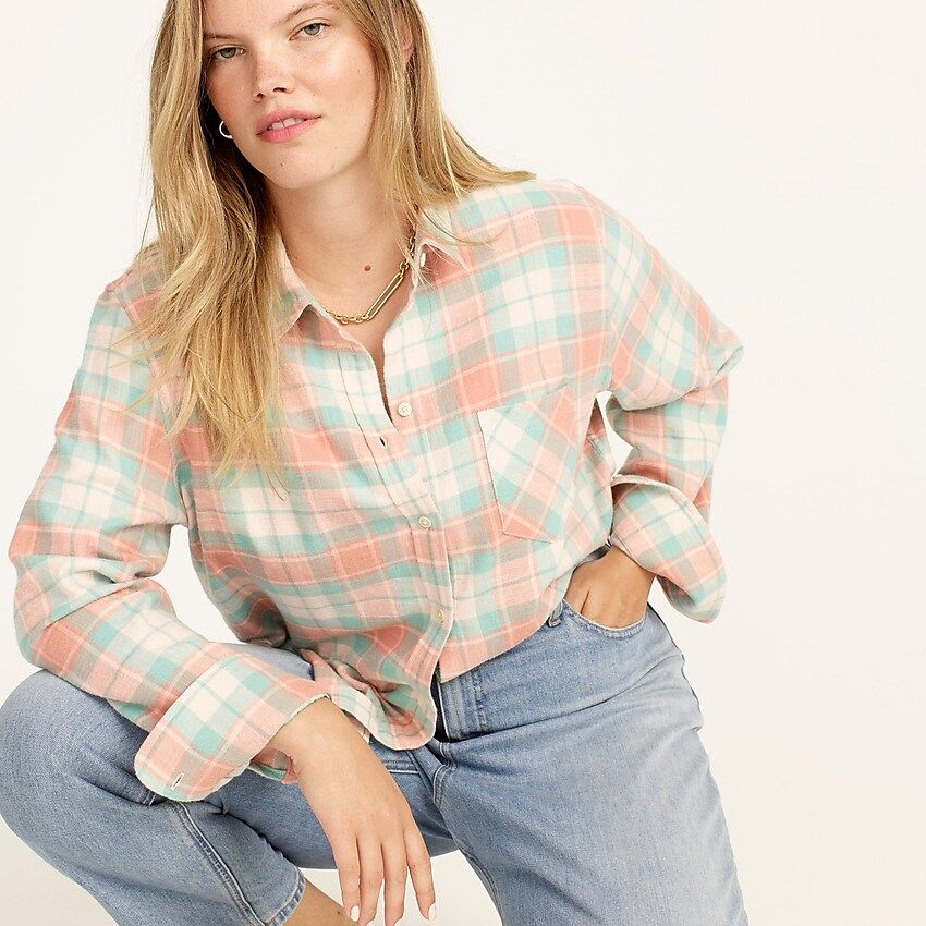 Classic-fit shirt in blush plaid flannel | J.Crew US