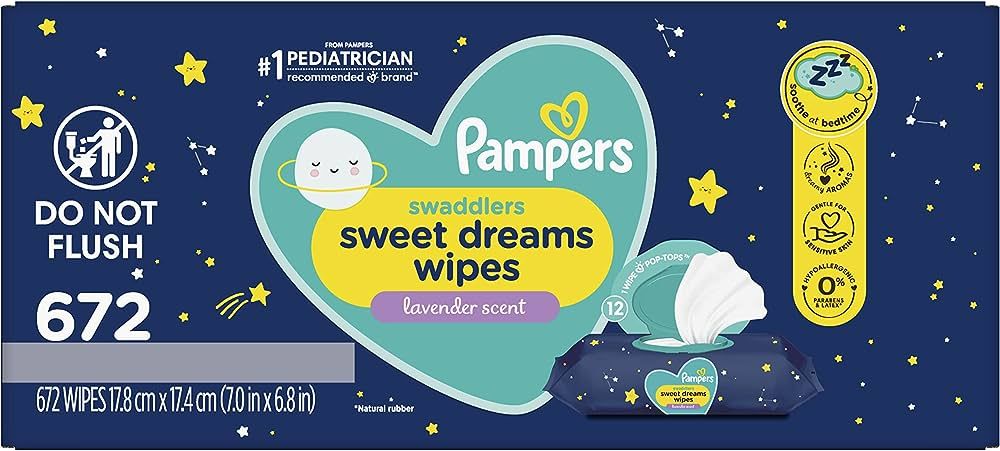 Pampers Baby Wipes Swaddlers Sweet Dreams 12X 672 Count | Amazon (US)