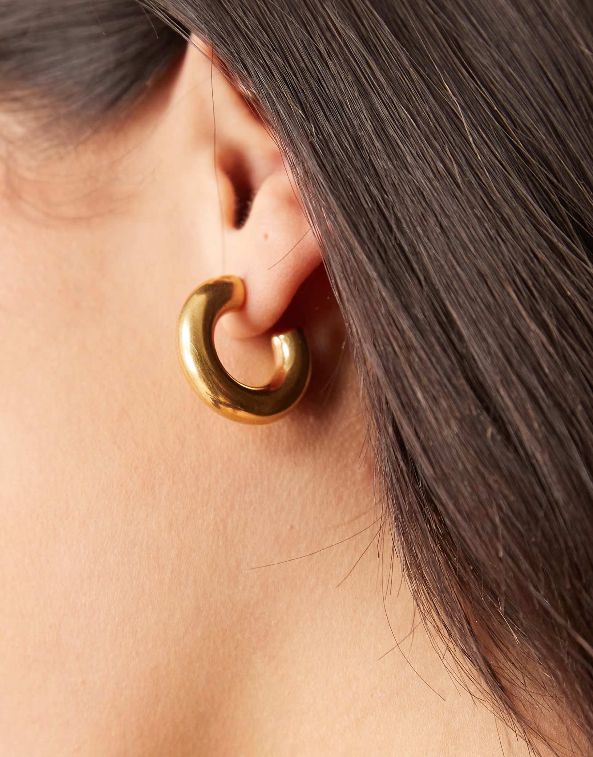 Lost Souls stainless steel 18ct gold plated 25mm chunky tube hoop earrings | ASOS (Global)
