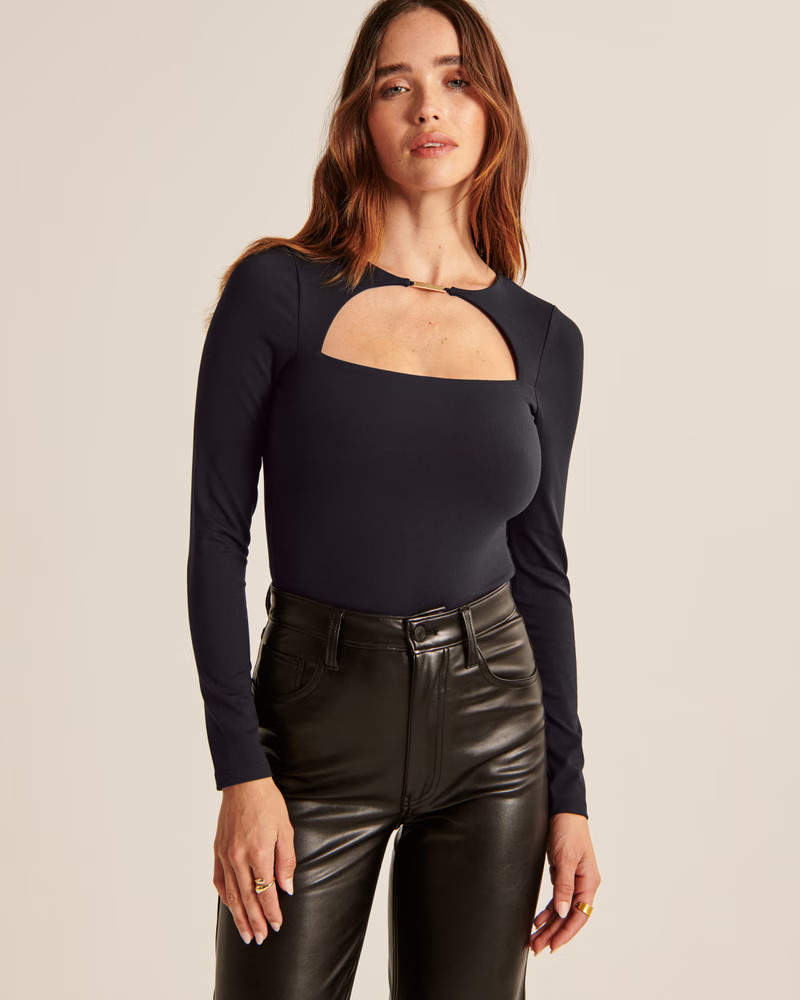 Women's Long-Sleeve Hardware Cutout Bodysuit | Women's Tops | Abercrombie.com | Abercrombie & Fitch (US)