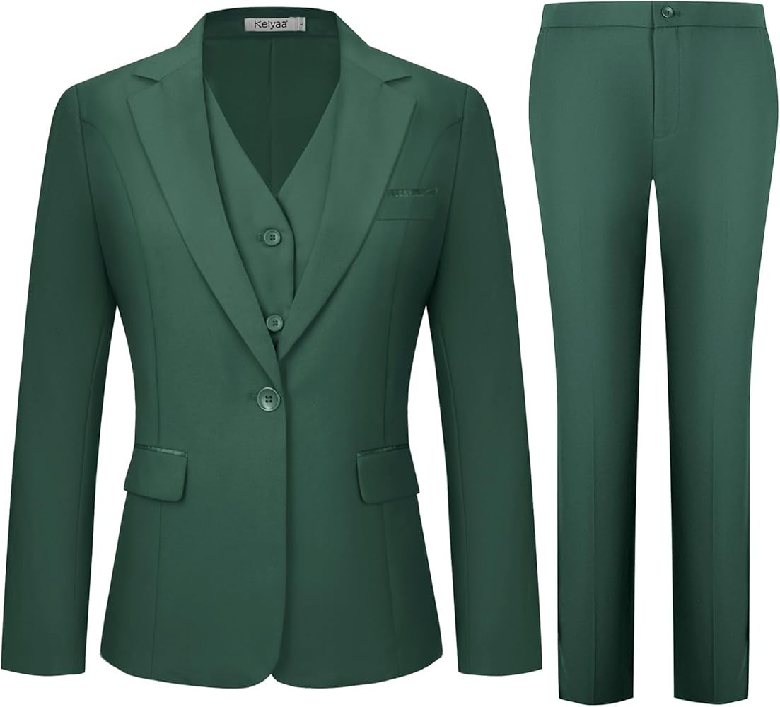 Women's 3 Piece Suit Lady Business Casual Office One Button Slim Fit Blazer Jacket Vest Pants Set | Amazon (US)