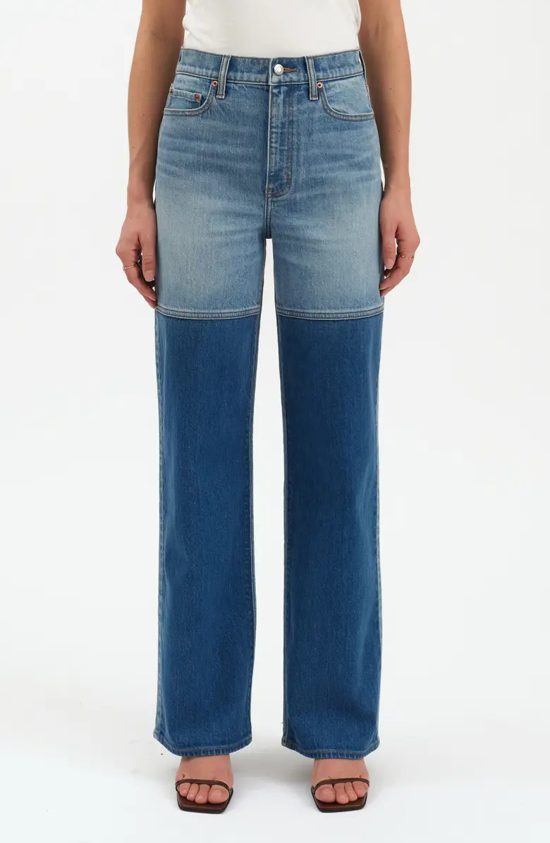 City Two-Tone High Waist Straight Leg Jeans | Nordstrom