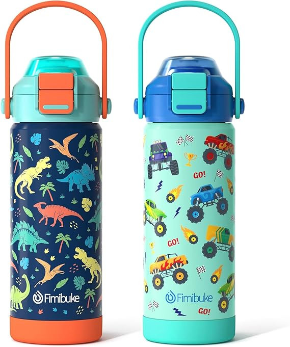 Kids Insulated Water Bottle with Pop-Open Straw & Spout 2-in-1 Lid, 18oz Leak Proof 18/8 Stainles... | Amazon (US)