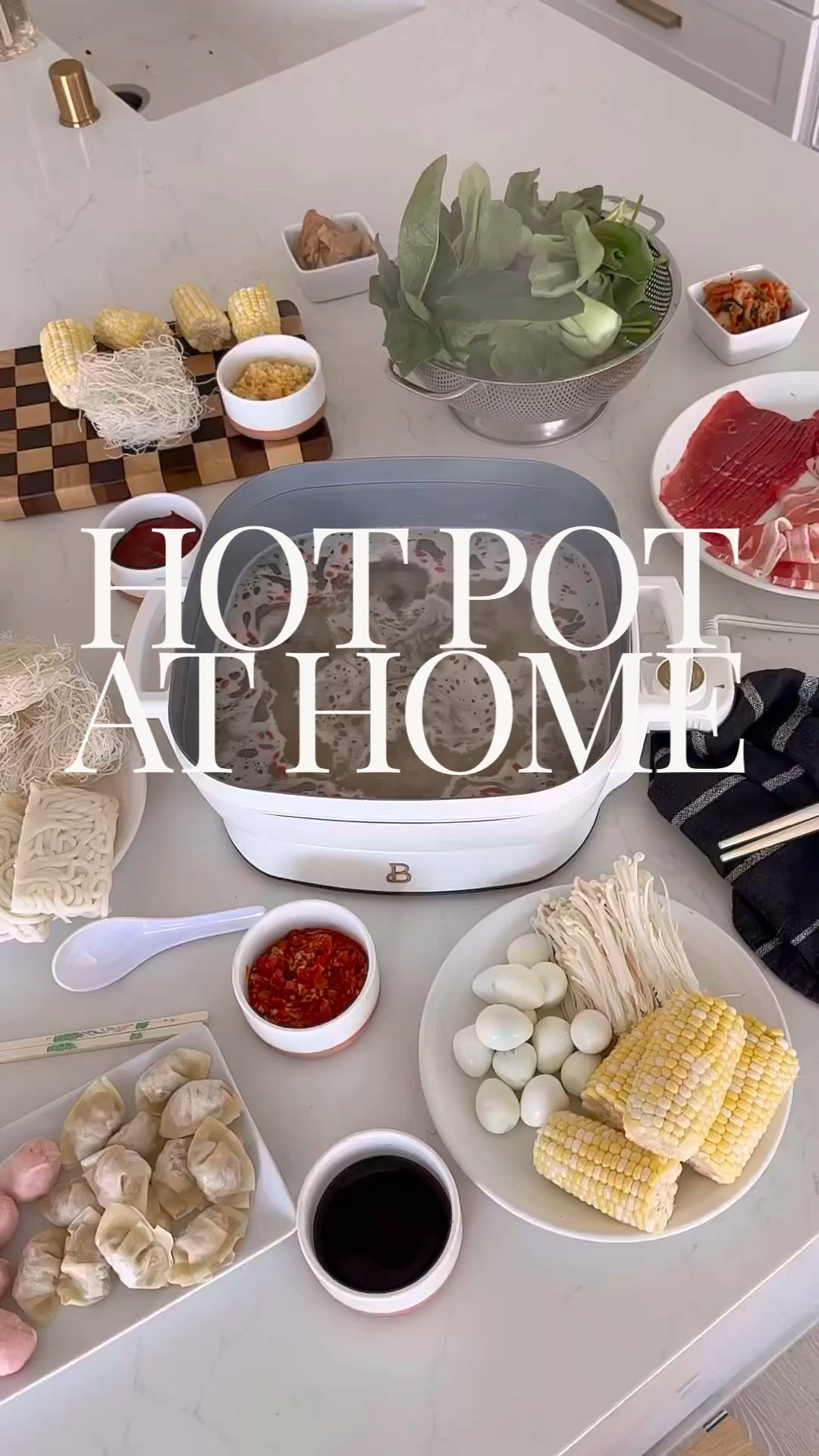 How to make hot pot at home! @walmart Drew Barrymore 5 in 1 electric skillet is perfect for this dish! #walmart #walmarthome #walmartpartner #liketkit @shop.ltk #liketkit 

#LTKhome