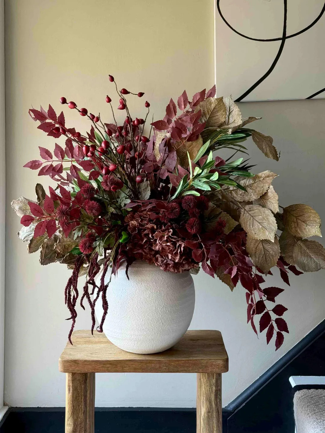 Large Burgandy Faux Flower Arrangement, Artificial Flowers, Floral Display, Reception Flowers, Si... | Etsy (US)