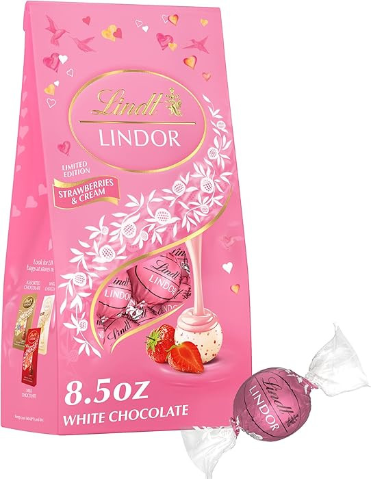 Lindt LINDOR Strawberries and Cream White Chocolate Candy Truffles, Valentine's Day White Chocola... | Amazon (US)