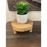Round Wood Riser Tray Plant Stand Candle Primitive Decor Farmhouse Centerpiece Cake Kitchen | Etsy (US)