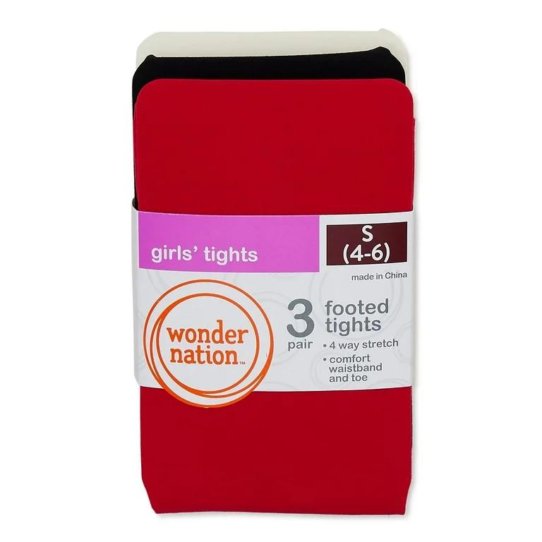 Wonder Nation Girls' Opaque Tights, 3 Pack, Sizes 4-16 | Walmart (US)