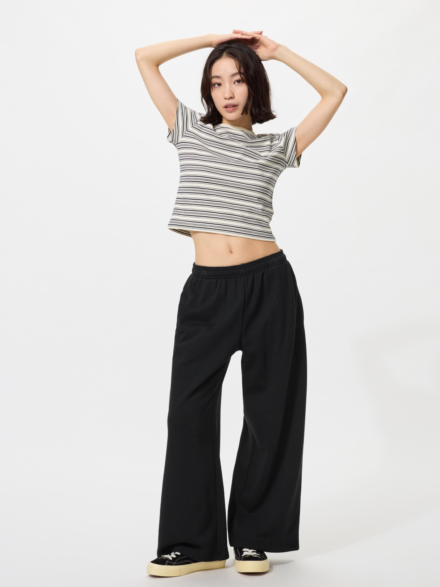 Women's Wide Sweatpants Short Black Large UNIQLO US | UNIQLO (US)