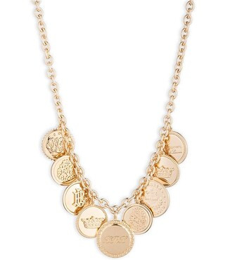 Gold Tone Coin Logo Frontal Collar Necklace | Dillard's