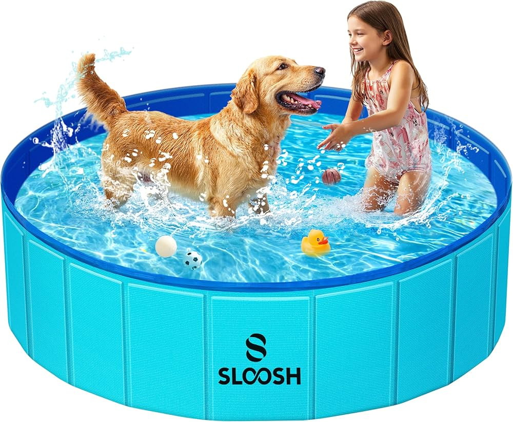 SLOOSH Foldable Dog Kiddie Pool - Portable Hard Plastic Doggie Swimming Pool, Anti-Slip Collapsib... | Amazon (US)
