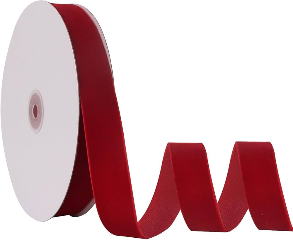 1" X 20 Yards Red Velvet Ribbon for Christmas Tree Wreath Decoration Handmade Crafts Ornaments Gi... | Amazon (CA)