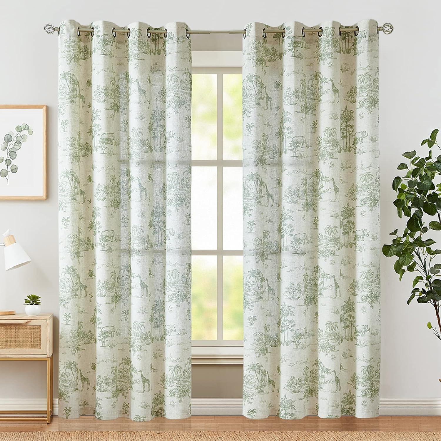 jinchan Linen Toile Curtains 84 Inches Long for Living Room Toile de Jouy Printed Farmhouse Frenc... | Amazon (US)