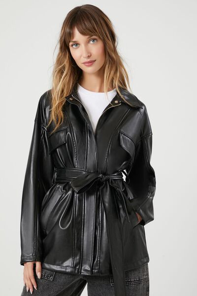 Faux Leather Tie-Waist Jacket | Forever 21