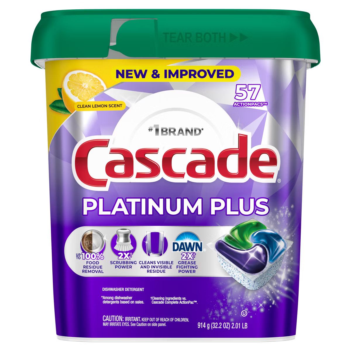 Cascade Platinum Plus Pods Dishwasher Detergent - Lemon - 57ct | Target