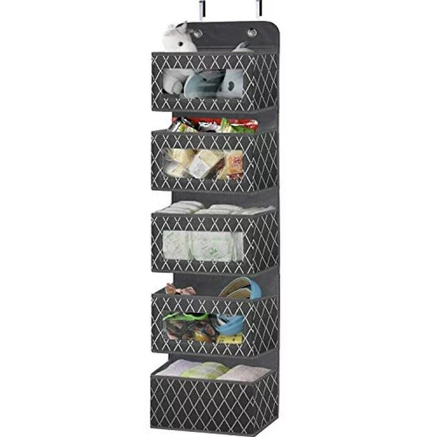 Over the Door Hanging Organizer with 5 Large Pockets,Foldable Wall Mount Fabric Storage with Clea... | Walmart (US)