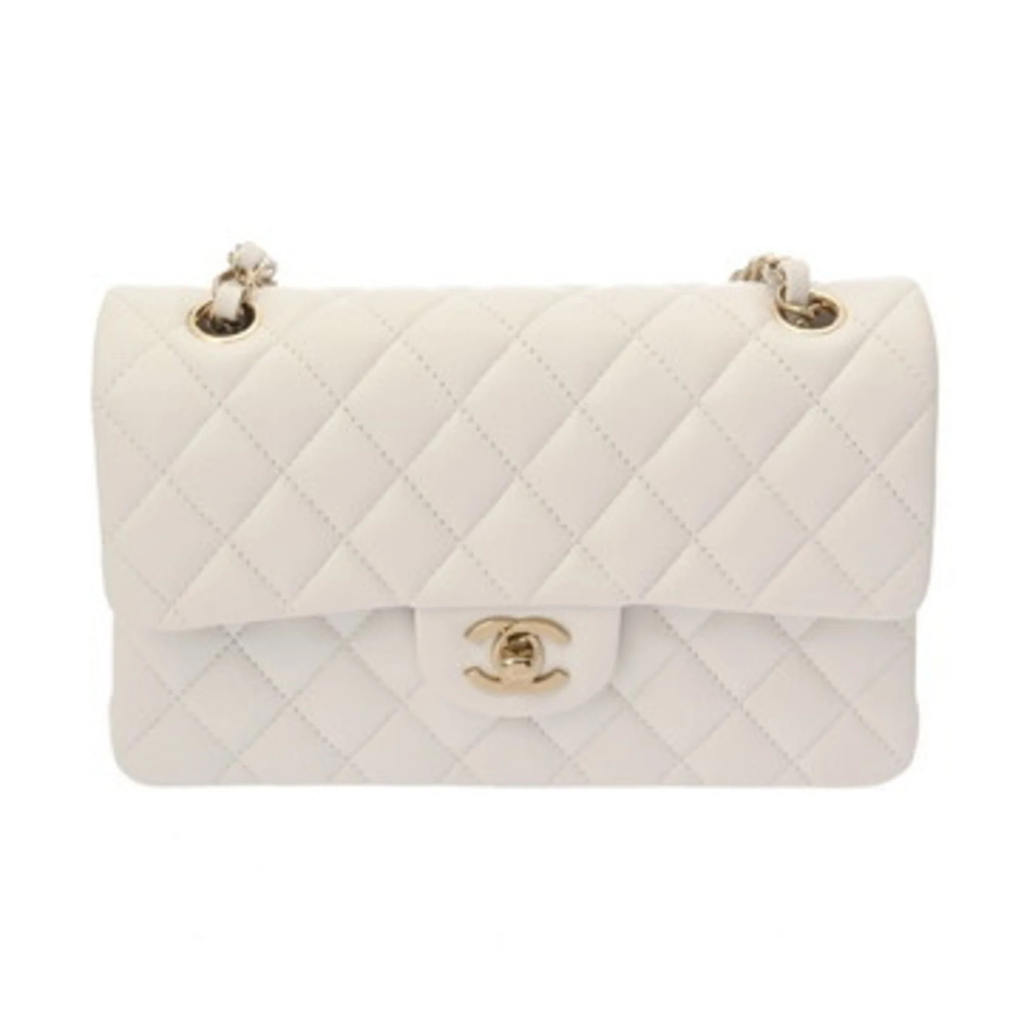 Pre-Owned CHANEL Matelasse Classic Small Handbag, 23cm, White, A01113, Women's Caviar... (Good) | Walmart (US)